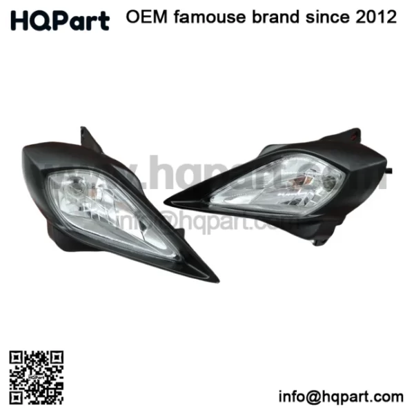2 x Headlights + bulbs + plastic surround + socket Yamaha YFZ450 Raptor 700 700R