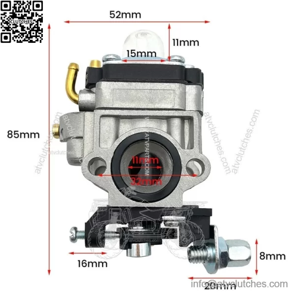 Universal 11mm Carburettor Carb for 22cc 26cc 33cc 34cc 36cc Strimmer Trimmer - Image 2