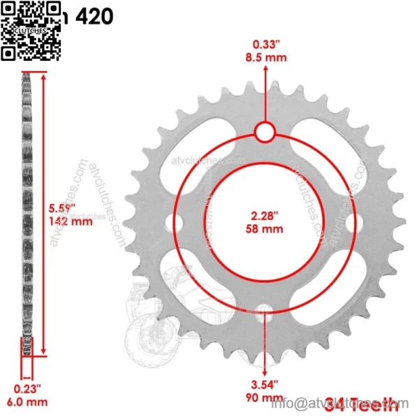 Front Rear Drive Chain Sprocket for Honda Grom 125 2014-2020 23801-K26-900 - Image 2