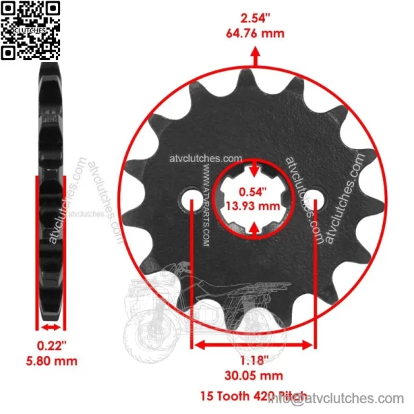 Front Rear Drive Chain Sprocket for Honda Grom 125 2014-2020 23801-K26-900 - Image 3