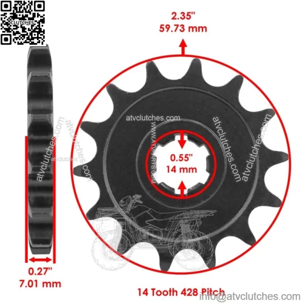 Front Rear Drive Chain Sprocket For Kawasaki KLX140 2008-2023 13144-0049 - Image 2