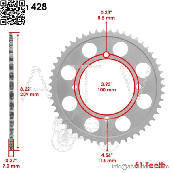 Drive Chain Sprockets For Kawasaki KLX140L 2008-2009 2011-2023 42041-005 - Image 3