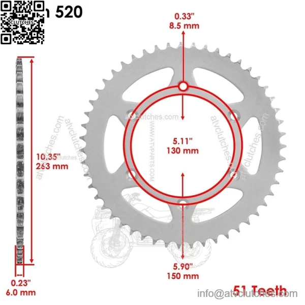 Rear Wheel Chain Sprocket For Yamaha YZ250 2010-2022 / YZ450 2010-2021 - Image 2