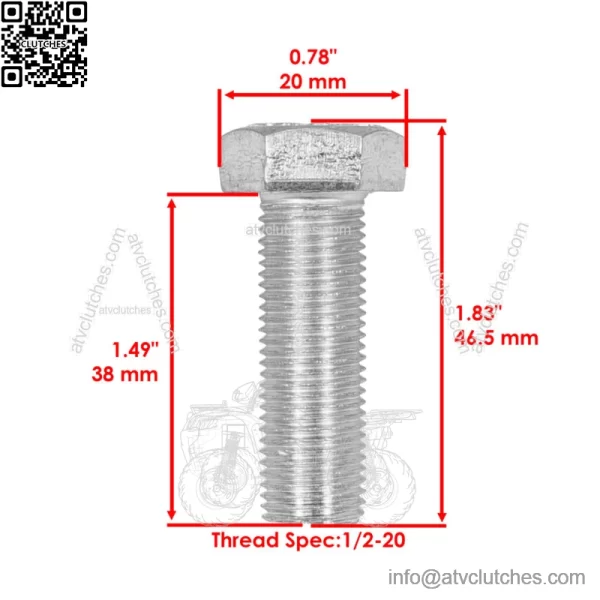Hex Bolt Screw with Washer For 1/2-20 x 1 1/2 Grade 8 Fine Thtaad Zinc Plated - Image 2