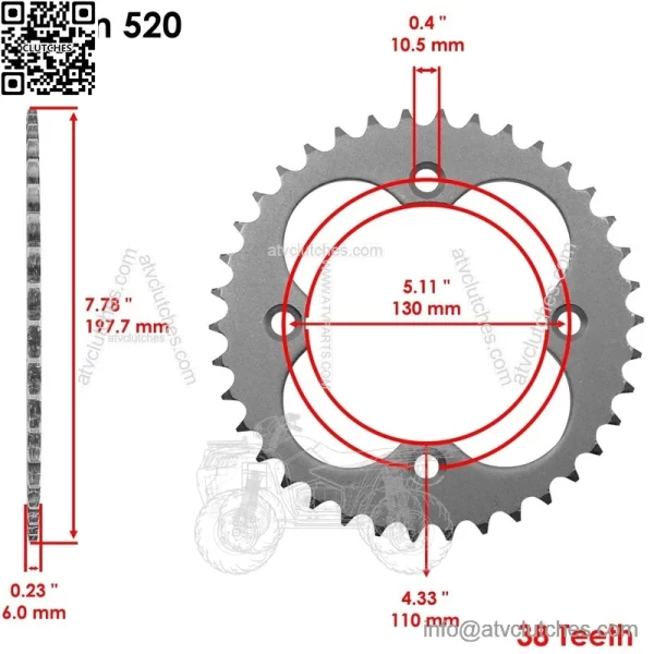 Red O-Ring Drive Chain & Sprockets Kit for Honda TRX450R Sportrax 450 2004 2005 - Image 3