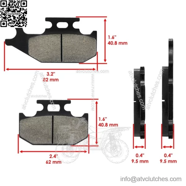 Front Rear Brake Pads for Can-am Commander Max 1000 XT LTD 2014-2018 Left Right - Image 2