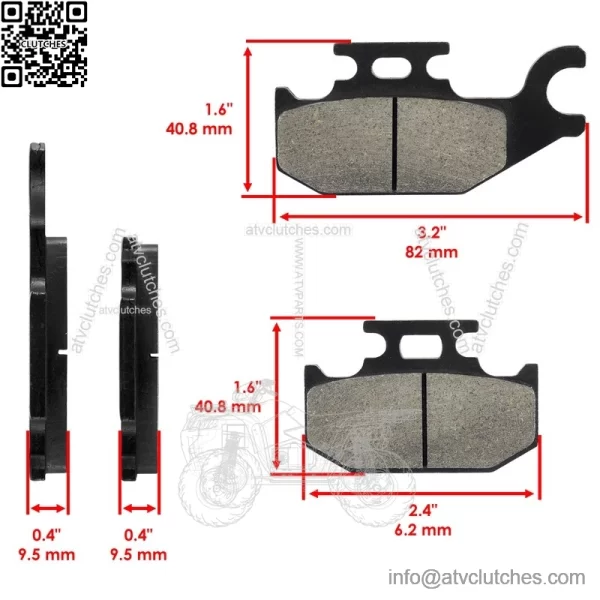 Front Rear Brake Pads for Can-am Commander Max 1000 XT LTD 2014-2018 Left Right - Image 3