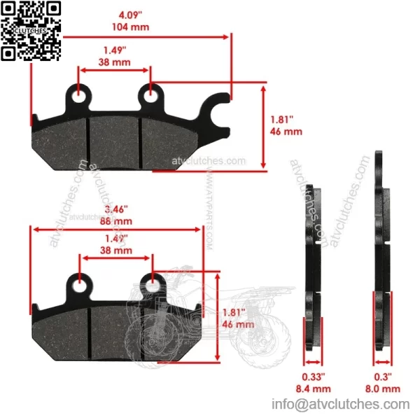 Front Rear Brake Pads for Can-am Commander Max 1000 XT LTD 2014-2018 Left Right - Image 4