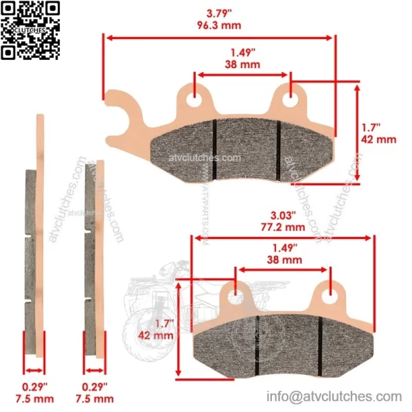 Front & Rear Sintered Brake Pads For Kawasaki KAF820 Mule PRO FX FXR FXT 16-2023 - Image 3