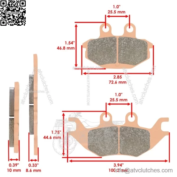 Front & Rear Sintered Brake Pads For Kawasaki KAF820 Mule PRO FX FXR FXT 16-2023 - Image 4