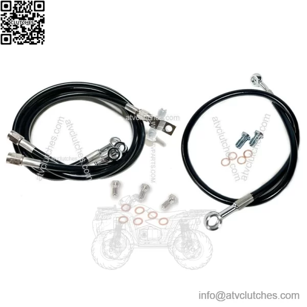 Steel Braided Brake Lines Black +2" Front +0" Rear TRX 450R TRX 450ER - Image 2
