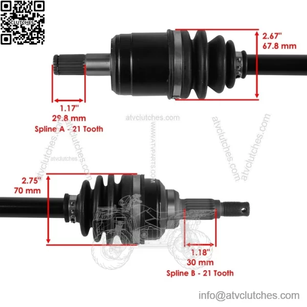 Front CV Joint Axle W/ Bearing for Honda TRX450ES TRX450S Foreman 450 1998-2001 - Image 3