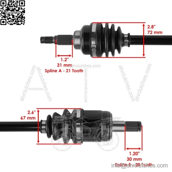 Front CV Joint Axle W/ Bearing for Honda TRX450ES TRX450S Foreman 450 1998-2001 - Image 5