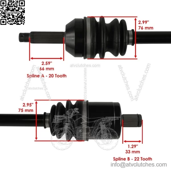 Front CV Axle For Polaris Ranger ETX 2015 2016 / Ranger EV Liion 2016 / 1333238 - Image 3