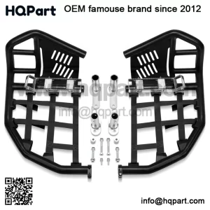 For Yamaha YFZ 450 Nerf Bars Pro Peg Heel Guard Black Bars With Black Nets