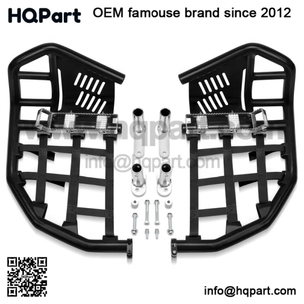 For Yamaha YFZ 450 Nerf Bars Pro Peg Heel Guard Black Bars With Black Nets