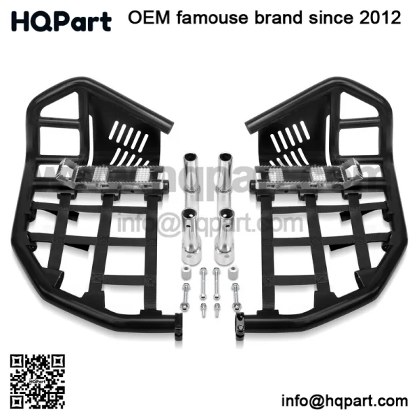 For Yamaha YFZ 450 Nerf Bars Pro Peg Heel Guard Black Bars With Black Nets - Image 2