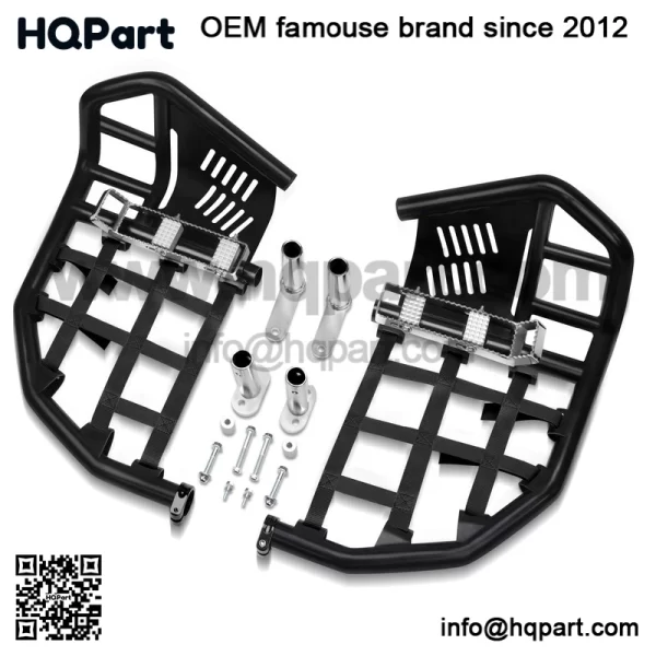 For Yamaha YFZ 450 Nerf Bars Pro Peg Heel Guard Black Bars With Black Nets - Image 4