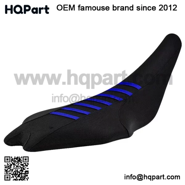 2009-2024 Yamaha YFZ 450R Seat Cover  All Black / Blue Ribs  Gripper #201