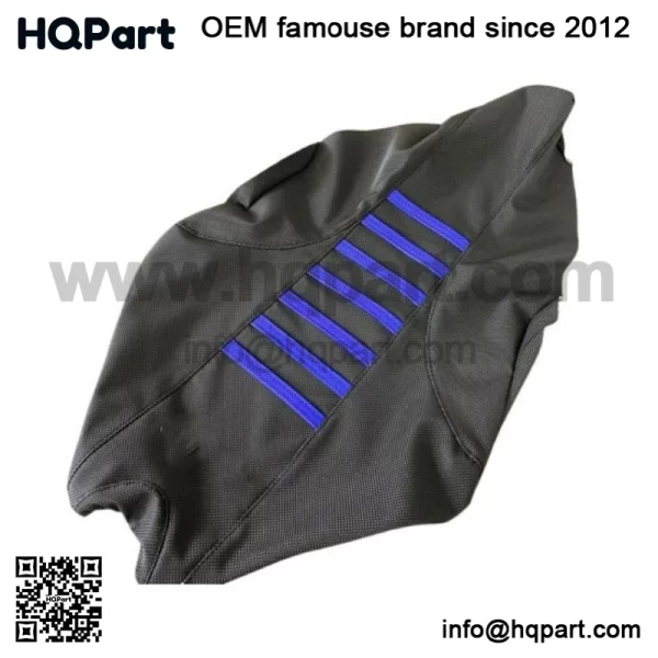 2009-2024 Yamaha YFZ 450R Seat Cover  All Black / Blue Ribs  Gripper #201 - Image 2